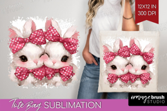 Bunnies Valentine Tote Bag Cute Valentines Day Tote Bag PNG Product Image 1
