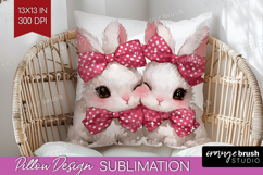 Bunnies Valentine Pillow Sublimation Cute Valentines Day Product Image 1