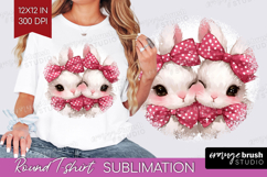 Bunnies Valentine Round Tshirt Background Cute Valentines Product Image 1