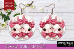 Bunnies Valentine Round Earrings Cute Valentines Day PNG Product Image 1