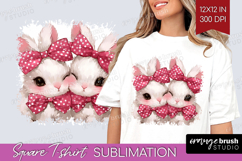 Bunnies Valentine Square Tshirt Background Cute Valentines Product Image 1