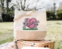 Bunnies with heart embroidery design, cute bunnies in love Product Image 4