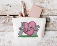Bunnies with heart embroidery design, cute bunnies in love Product Image 5