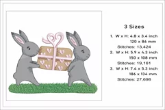 Bunnies with gift embroidery design, cute bunnies in love Product Image 2