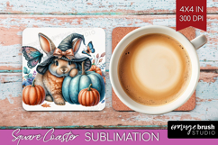 Bunny Halloween Square Coaster Coquette Coaster PNG Product Image 1