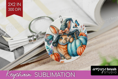 Bunny Halloween Keychain PNG Coquette Keychain Sublimation Product Image 1