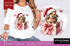 Bunny Pastel Christmas Round Tshirt Background Coquette Xmas Product Image 1