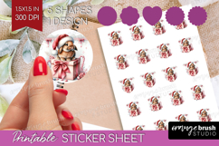 Bunny Pastel Christmas Round Sticker Coquette Xmas Printable Product Image 1