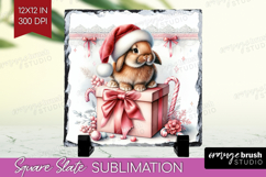 Bunny Pastel Christmas Slate PNG Coquette Xmas Square Slate Product Image 1