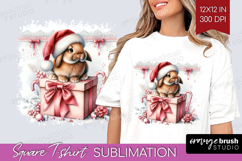 Bunny Pastel Christmas Square Tshirt Background Coquette Product Image 1