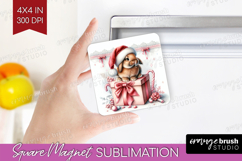Bunny Pastel Christmas Magnet Sublimation Coquette Xmas Product Image 1