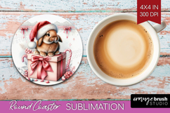 Bunny Pastel Christmas Round Coaster Coquette Xmas Coaster Product Image 1