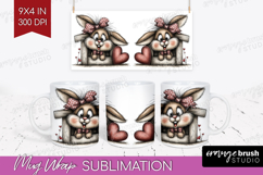 Bunny Valentine Mug Wrap Whimsical Animal Mug PNG Product Image 1