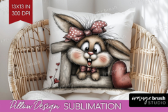Bunny Valentine Pillow Sublimation Whimsical Animal Pillow Product Image 1