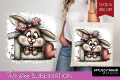 Bunny Valentine Tote Bag Whimsical Animal Tote Bag PNG Product Image 1