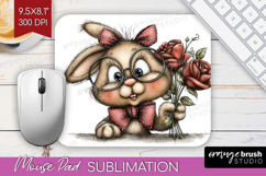 Bunny Valentine Mouse Pad Sublimation Whimsical Animal Product Image 1