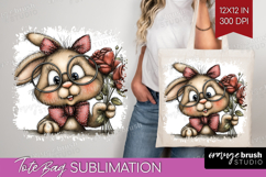 Bunny Valentine Tote Bag Whimsical Animal Tote Bag PNG Product Image 1