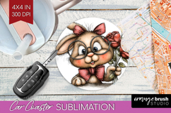 Bunny Valentine Car Coaster Whimsical Animal Coaster PNG Product Image 1