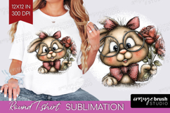 Bunny Valentine Round Tshirt Background Whimsical Animal PNG Product Image 1