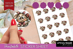 Bunny Valentine Round Sticker Whimsical Animal Printable Product Image 1