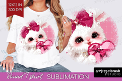 Bunny Valentine Round Tshirt Background Cute Valentines Day Product Image 1