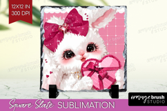 Bunny Valentine Slate PNG Cute Valentines Day Square Slate Product Image 1