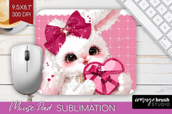 Bunny Valentine Mouse Pad Sublimation Cute Valentines Day Product Image 1