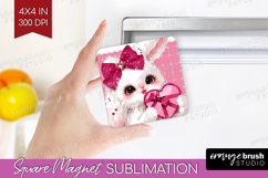 Bunny Valentine Magnet Sublimation Cute Valentines Day Product Image 1