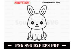 Cute Baby Bunny Rabbit Doodle Design SVG PNG DXF EPS PDF Product Image 1