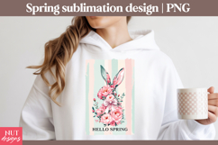 Hello Spring Floral Bunny Spring sublimation Product Image 3