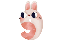 Bunny Numbers 0-9 Watercolor Clipart Set for Nursery Product Image 11