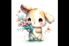 Easter Bunny - Bunny with Flowers- Easter Sublimation Product Image 1