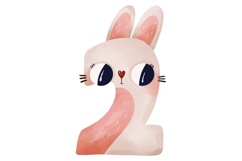 Bunny Numbers 0-9 Watercolor Clipart Set for Nursery Product Image 4