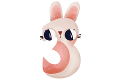 Bunny Numbers 0-9 Watercolor Clipart Set for Nursery Product Image 5