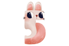 Bunny Numbers 0-9 Watercolor Clipart Set for Nursery Product Image 7