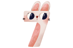 Bunny Numbers 0-9 Watercolor Clipart Set for Nursery Product Image 9