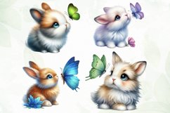 Bunny and Butterfly Sublimation Clipart Product Image 2