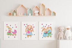 Bunny and Mom watercolor clipart set Product Image 2