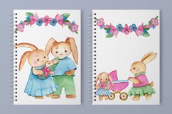Bunny and Mom watercolor clipart set Product Image 5