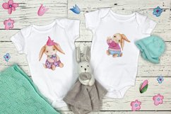 Bunny and Mom watercolor clipart set Product Image 7