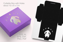 Bunny and Moon Rectangular Gift Box SVG Papercut Template