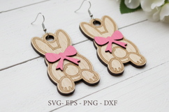 Bunny Back with Bow Earrings - Laser Cut SVG Template Product Image 1