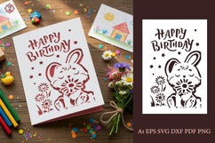 Bunny Birthday Card Papercut Template Product Image 1
