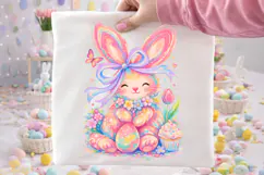 Bunny Coquette Easter PNG, Floral Easter PNG, Happy Easter Product Image 3