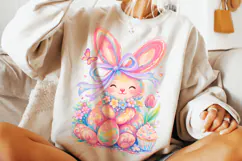 Bunny Coquette Easter PNG, Floral Easter PNG, Happy Easter Product Image 1