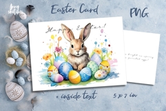 Easter Card PNG. Watercolor Easter Bunny Spring Printable Product Image 1