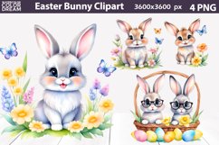 Easter Bunny Clipart | Watercolor Bunny Sublimation Product Image 3