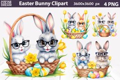 Easter Bunny Clipart | Watercolor Bunny Sublimation Product Image 4