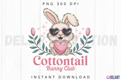 Bunny Club, Retro Easter Bunny Blowing Bubble PNG Product Image 1