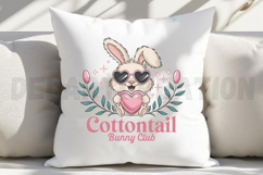 Bunny Club, Retro Easter Bunny Blowing Bubble PNG Product Image 4